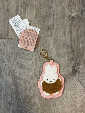 miffy Pink and White Bunny Keychain with Brown Accent